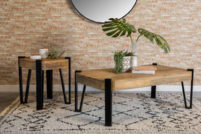 Winston Wooden Rectangular Top Coffee Table Natural and Matte Black Half Price Furniture