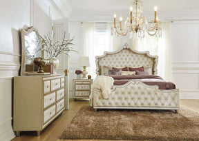 Antonella 3-drawer Upholstered Nightstand Ivory and Camel - Nightstand - Half Price Furniture