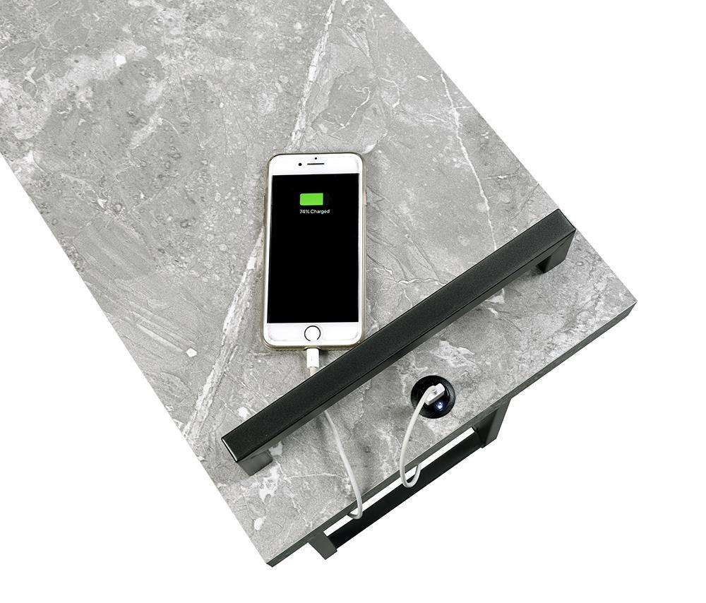 Maxwell C-shaped Accent Table Cement and Gunmetal - End Table - Half Price Furniture