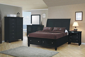Sandy Beach Eastern King Storage Sleigh Bed Black - Bed - Half Price Furniture
