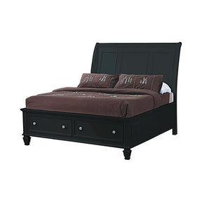 Sandy Beach Queen Storage Sleigh Bed Black - Bed - Half Price Furniture