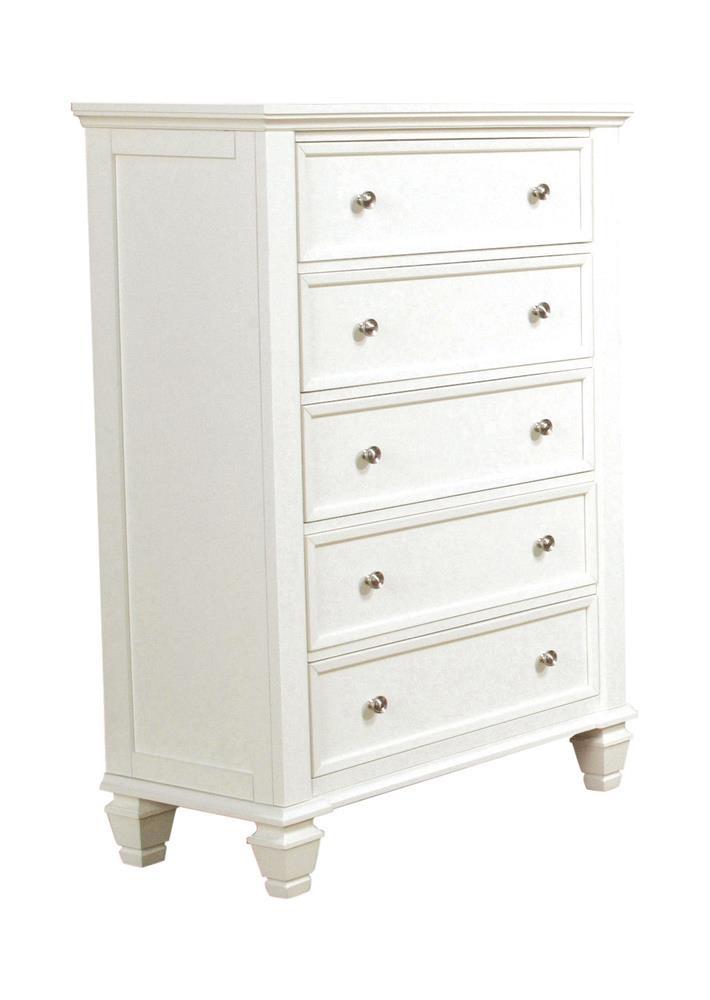 Sandy Beach 5-drawer Rectangular Chest Cream White - Half Price Furniture
