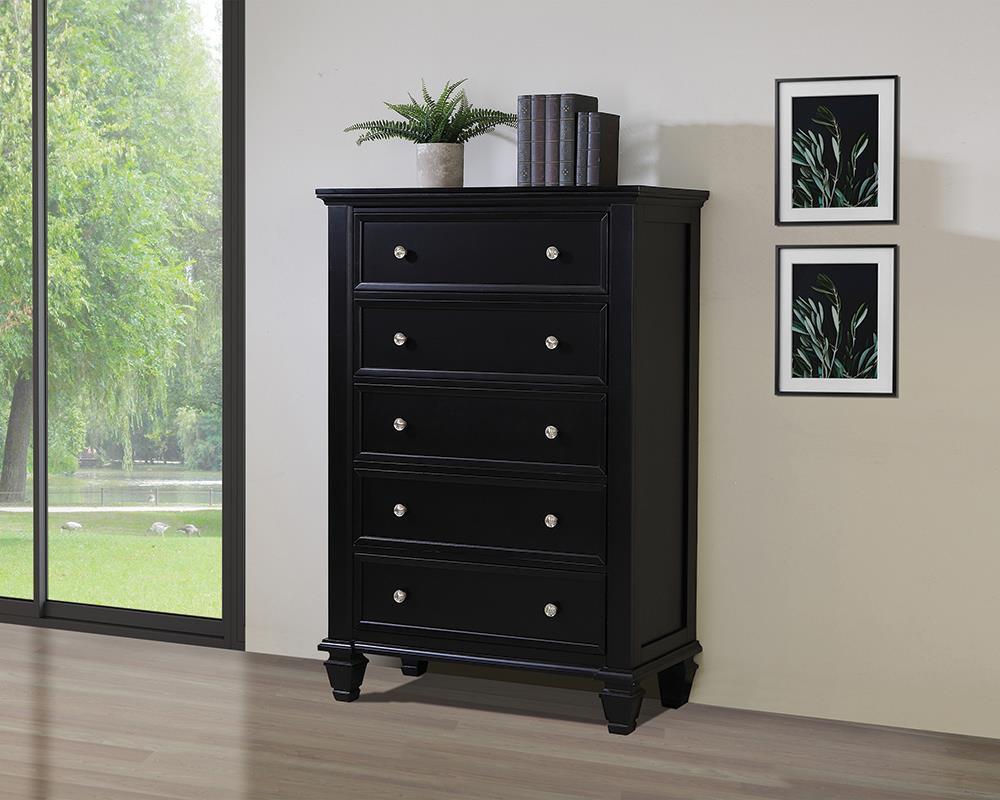 Sandy Beach 5-drawer Chest Black  Half Price Furniture