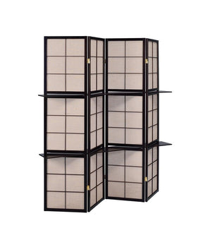 Iggy 4-panel Folding Screen with Removable Shelves Tan and Cappuccino Iggy 4-panel Folding Screen with Removable Shelves Tan and Cappuccino Half Price Furniture