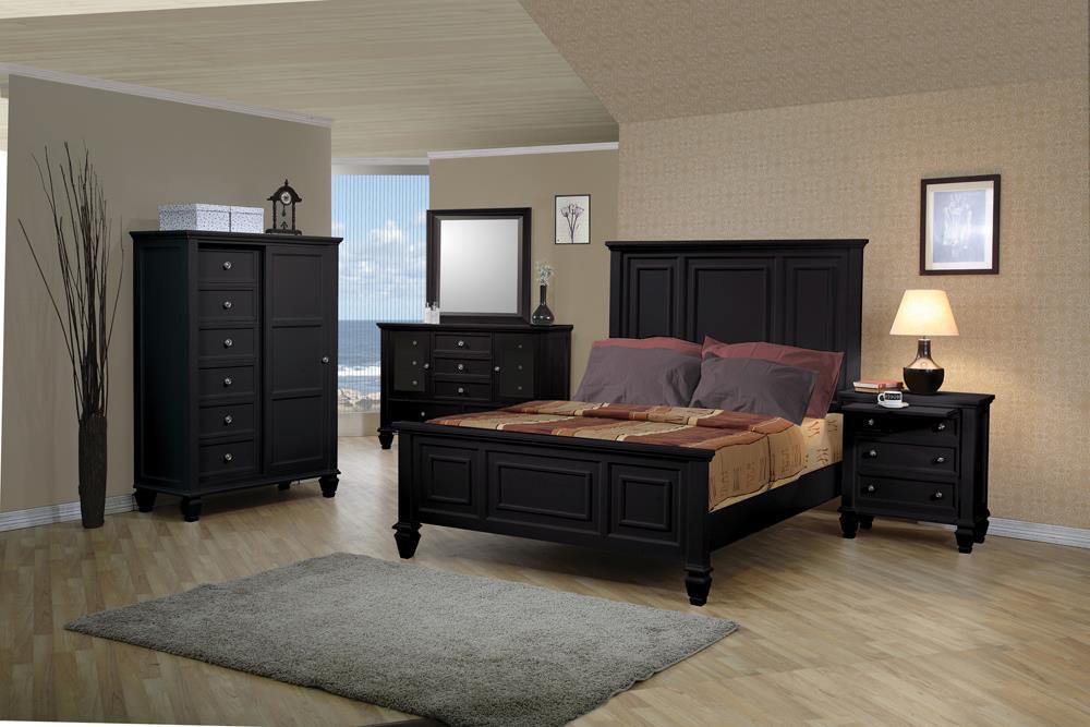 Sandy Beach California King Panel Bed with High Headboard Black - Half Price Furniture