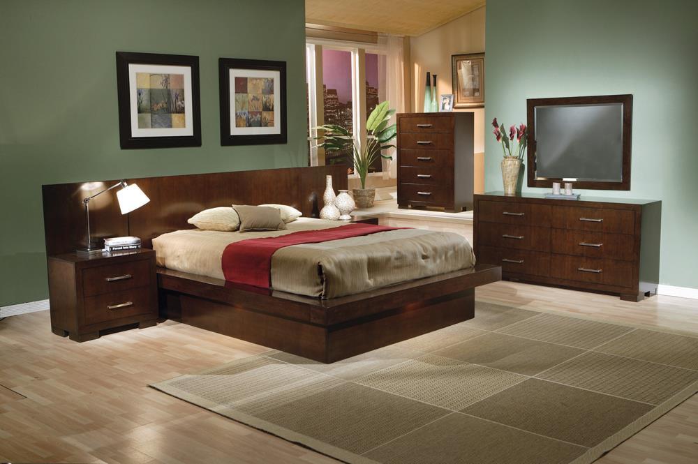 Jessica Queen Platform Bed with Rail Seating Cappuccino  Half Price Furniture