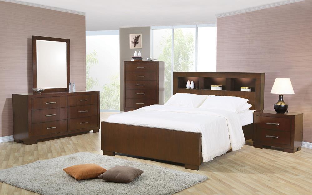 Jessica Eastern King Bed with Storage Headboard Cappuccino  Las Vegas Furniture Stores