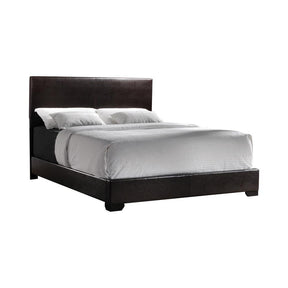 Conner Queen Upholstered Panel Bed Black and Dark Brown - Bed - Half Price Furniture