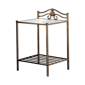 Sydney 2-shlef Nightstand Antique Brushed Gold Half Price Furniture