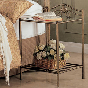Sydney 2-shlef Nightstand Antique Brushed Gold Half Price Furniture