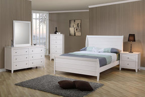 Selena Twin Sleigh Platform Bed Cream White - Half Price Furniture