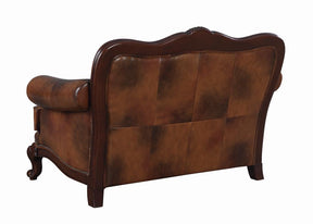 Victoria Tufted Back Loveseat Tri-tone and Brown - Loveseat - Half Price Furniture