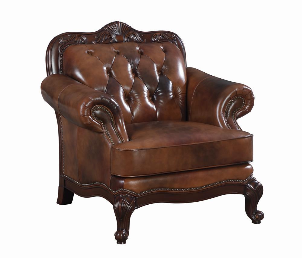 Victoria Rolled Arm Chair Tri-tone and Brown - Half Price Furniture