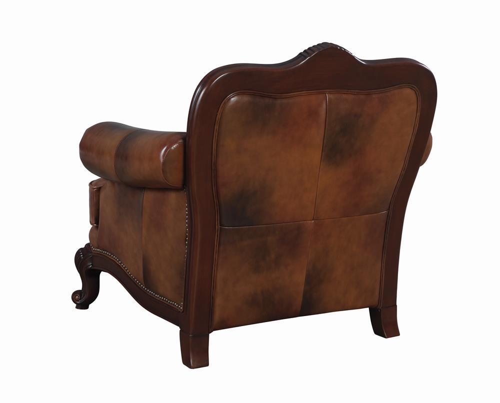 Victoria Rolled Arm Chair Tri-tone and Brown Victoria Rolled Arm Chair Tri-tone and Brown Half Price Furniture