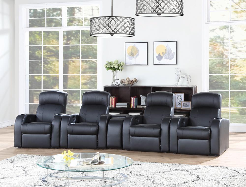 Cyrus Home Theater Upholstered Recliner Black  Half Price Furniture