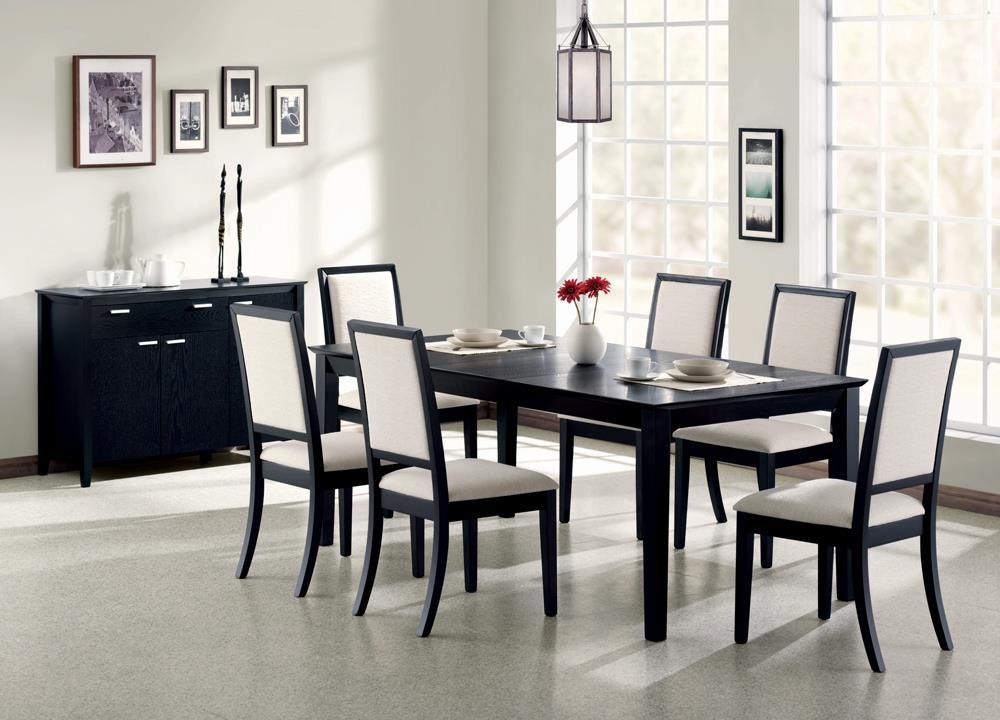 Louise Upholstered Dining Side Chairs Black and Cream (Set of 2)  Half Price Furniture