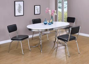 Retro Oval Dining Table Glossy White and Chrome - Dining Table - Half Price Furniture