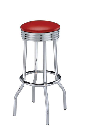 Theodore Upholstered Top Bar Stools Red and Chrome (Set of 2) - Barstool - Half Price Furniture