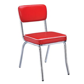 Retro Open Back Side Chairs Red and Chrome (Set of 2) - Dining Chair - Half Price Furniture