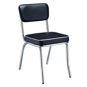 Retro Open Back Side Chairs Black and Chrome (Set of 2) - Dining Chair - Half Price Furniture