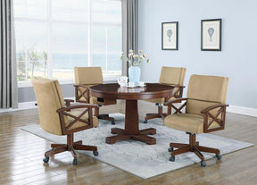 Marietta Round Wooden Game Table Tobacco - Gaming Table - Half Price Furniture