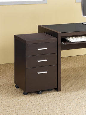 Skeena 3-drawer Mobile Storage Cabinet Cappuccino - File Cabinet - Half Price Furniture