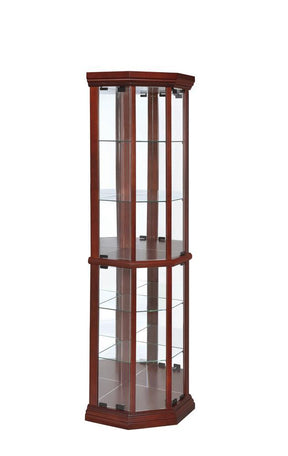Appledale 6-shelf Corner Curio Cabinet Medium Brown - Curio - Half Price Furniture