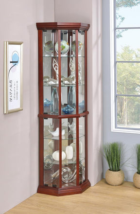 Appledale 6-shelf Corner Curio Cabinet Medium Brown - Curio - Half Price Furniture