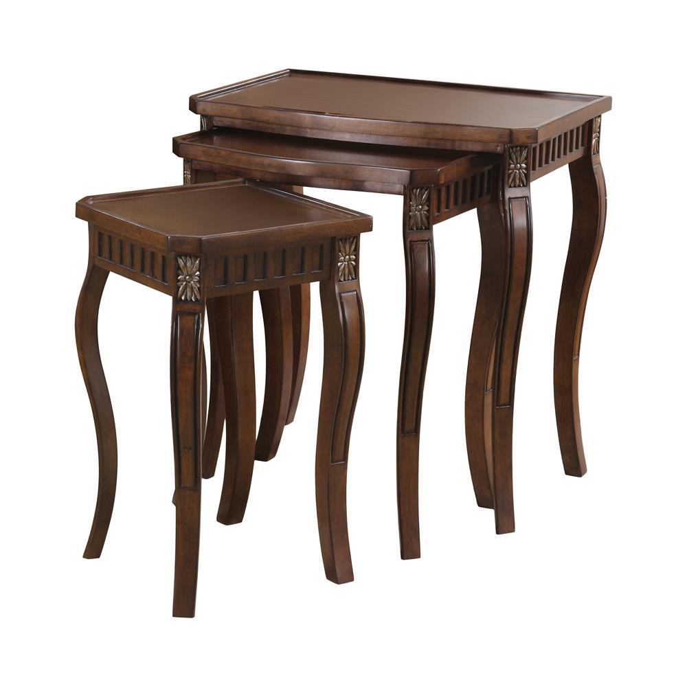Daphne 3-piece Curved Leg Nesting Tables Warm Brown - Half Price Furniture