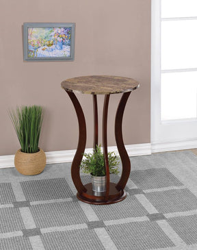 Elton Round Marble Top Accent Table Brown - End Table - Half Price Furniture