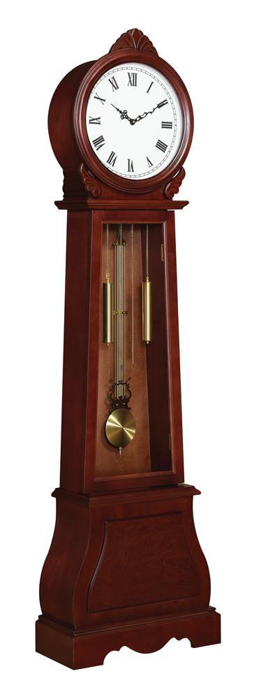 Narcissa Grandfather Clock with Chime Brown Red Narcissa Grandfather Clock with Chime Brown Red Half Price Furniture