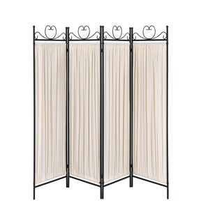 Dove 4-panel Folding Screen Beige and Black - Room Divider - Half Price Furniture