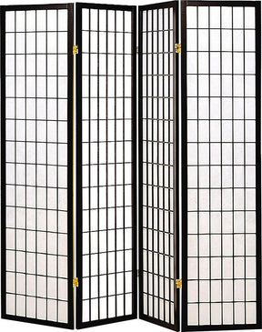 Roberto 4-panel Folding Screen Black and White - Room Divider - Half Price Furniture