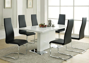 Anges T-shaped Pedestal Dining Table Glossy White Half Price Furniture