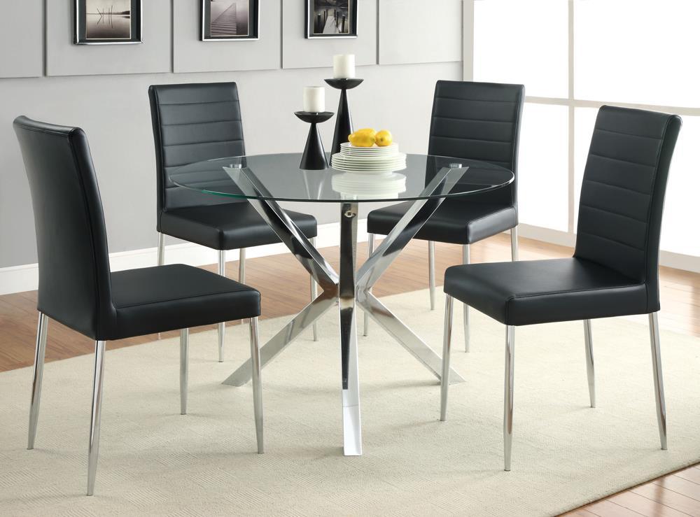 Vance Glass Top Dining Table with X-cross Base Chrome Vance Glass Top Dining Table with X-cross Base Chrome Half Price Furniture