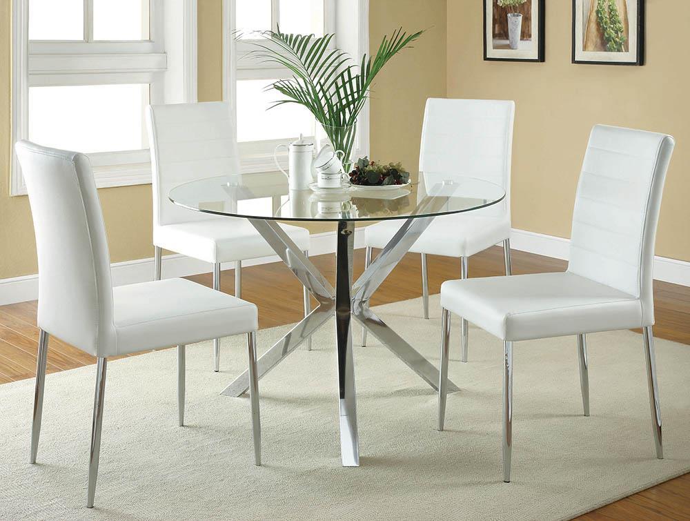 Vance Glass Top Dining Table with X-cross Base Chrome  Half Price Furniture