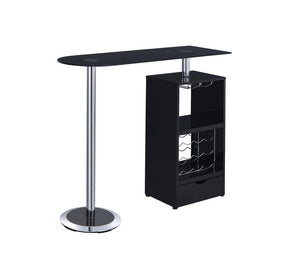 Koufax 1-drawer Bar Table Glossy Black Half Price Furniture