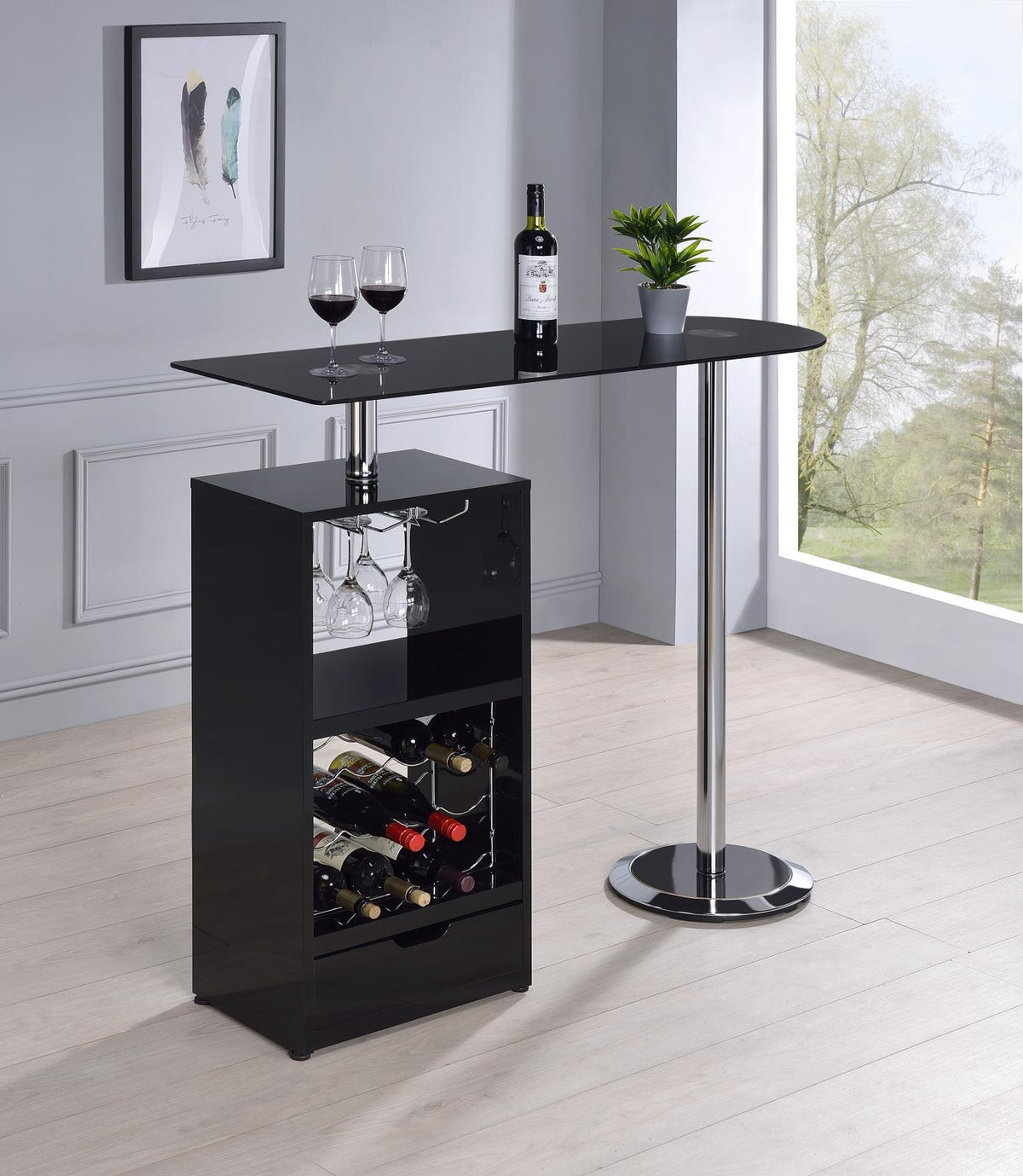 Koufax 1-drawer Bar Table Glossy Black Koufax 1-drawer Bar Table Glossy Black Half Price Furniture