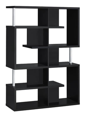 Hoover 5-tier Bookcase Black and Chrome - Bookcase - Half Price Furniture