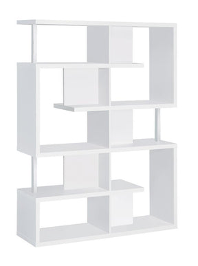 Hoover 5-tier Bookcase White and Chrome - Bookcase - Half Price Furniture