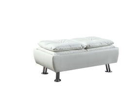 Dilleston Contemporary White Ottoman - Half Price Furniture