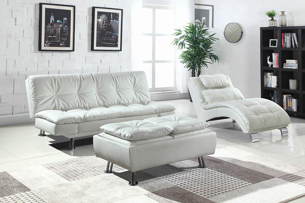 Dilleston Upholstered Chaise White - Half Price Furniture