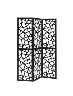 Nailan 3-panel Open Mosaic Pattern Room Divider Black - Room Divider - Half Price Furniture
