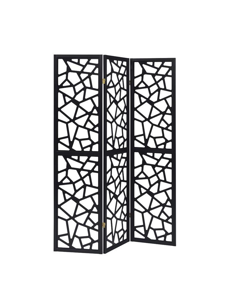 Nailan 3-panel Open Mosaic Pattern Room Divider Black  Half Price Furniture