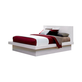 Jessica Eastern King Platform Bed with Rail Seating White Jessica Eastern King Platform Bed with Rail Seating White Half Price Furniture