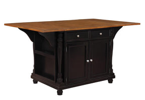 Slater 2-drawer Kitchen Island with Drop Leaves Brown and Black - Kitchen Island - Half Price Furniture