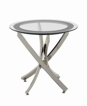 Brooke Glass Top End Table Chrome and Black - End Table - Half Price Furniture