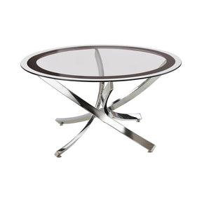 Brooke Glass Top Coffee Table Chrome and Black - Half Price Furniture
