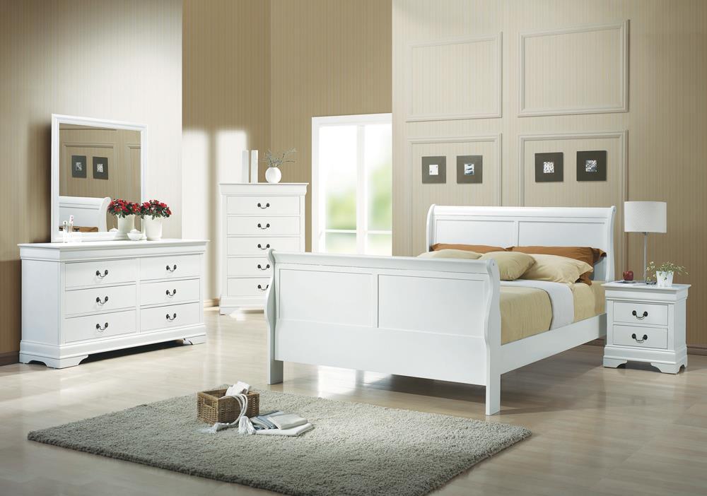 Louis Philippe Full Sleigh Panel Bed White - Half Price Furniture