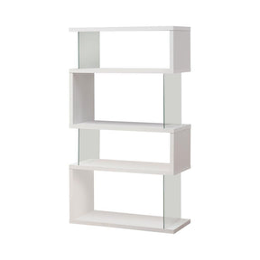 Emelle 4-tier Bookcase White and Clear - Bookcase - Half Price Furniture